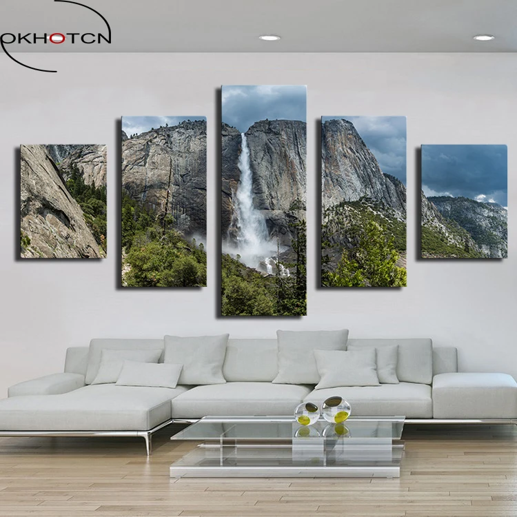OKHOTCN 5 шт. лесной водопад фото фотография искусственная картина маслом на