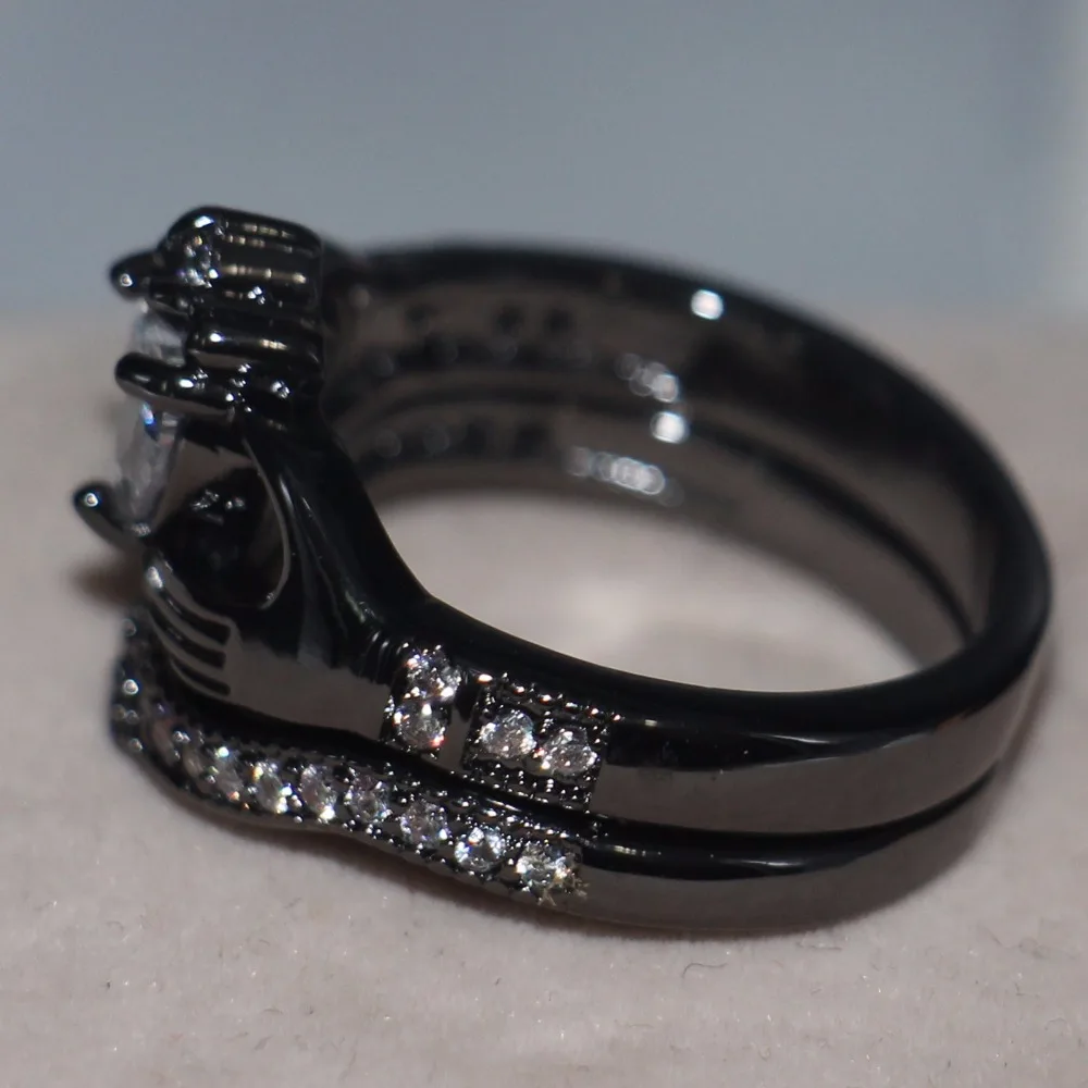 Лидер продаж Claddagh модные ювелирные изделия 10kt черный золотой Заполненный Белый