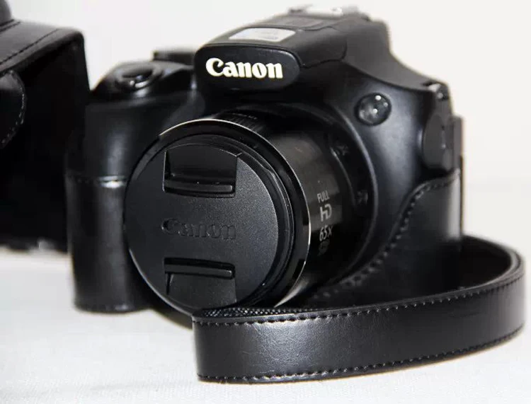 Новинка чехол из искусственной кожи для камеры Canon SX60 с ремешком кофейный черный
