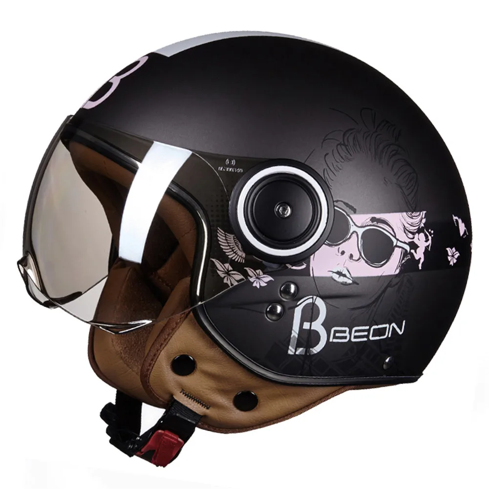 BEON moto rcycle шлем для скутера 3/4 с открытым лицом винтажный женщин Casque Casco cicleta Capacete