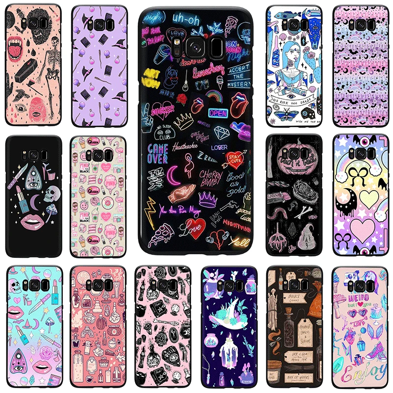Мягкий силиконовый чехол Girly Pastel Witch Goth для телефона Samsung GaLaxy S6 S7 Edge S8 S9 S10 Plus S10e M10 M20