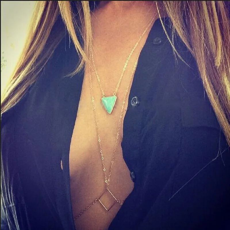 2018 Новая мода геометрический треугольник металлическая цепочка на тело женский