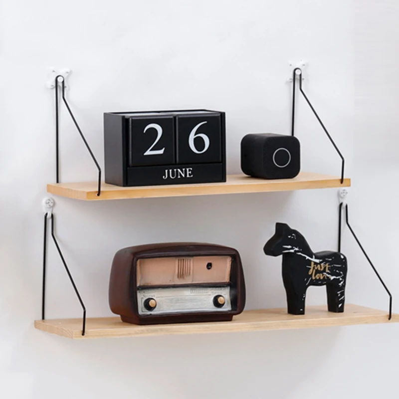 1piece Iron Wooden Wall Hanging Shelf Racks Mirrors Books Magazine Storage Rack DIY Wall Decoration Holder Shelves Organizer