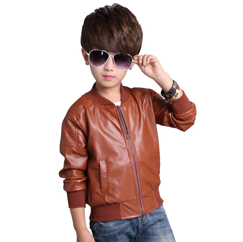 Giacca in pelle per bambini moda primavera e autunno Ragazzi Ragazze in pelle babero in pelle giacca corta in pelle