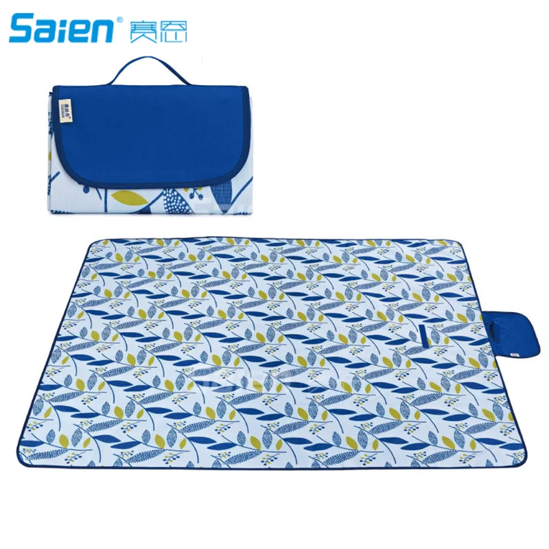 

57*78"Family Picnic Blanket with Tote, Extra Large Foldable and Waterproof Camping Mat for Outdoor Beach Hiking Grass Travel