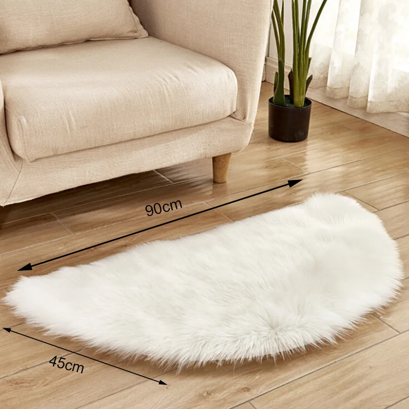 Полукруглый ковер в форме сердца, шерсть, имитация овчины, Пушистый Ковер, искусственный пол, нескользящий коврик для спальни, меховые простые пушистые мягкие коврики