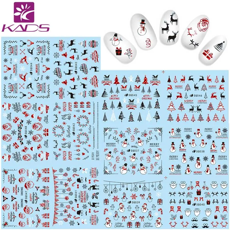 KADS Nail Decal 3D Laser Red Christmas Series Nail Art Nail Sticker stickers for nails Stickers Manicure Tools Decal Wraps