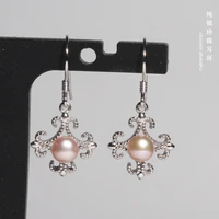 100s925 flowers the sterling silver earrings natural freshwater pearls baroque style earrings