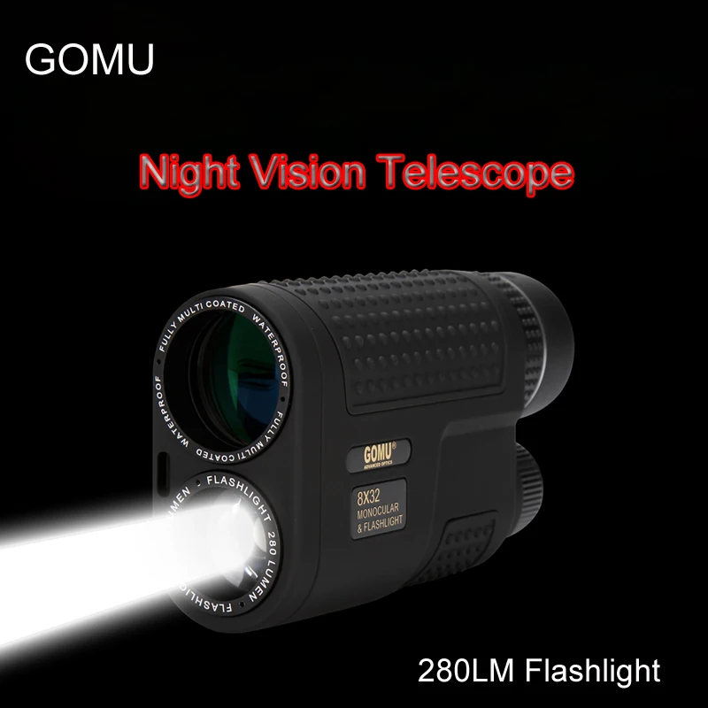 

GOMU Monocular Telescope Powerful 8x32 Night Vision Binoculars Compact Long Range Scope Built-in Flashlight For Hunting Camping