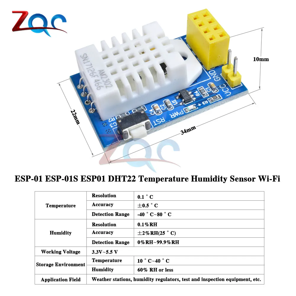 ESP8266 ESP 01 01S ESP01S DHT22 AM2302 Цифровой Датчик температуры и влажности Wifi модуль 3 в 5.5