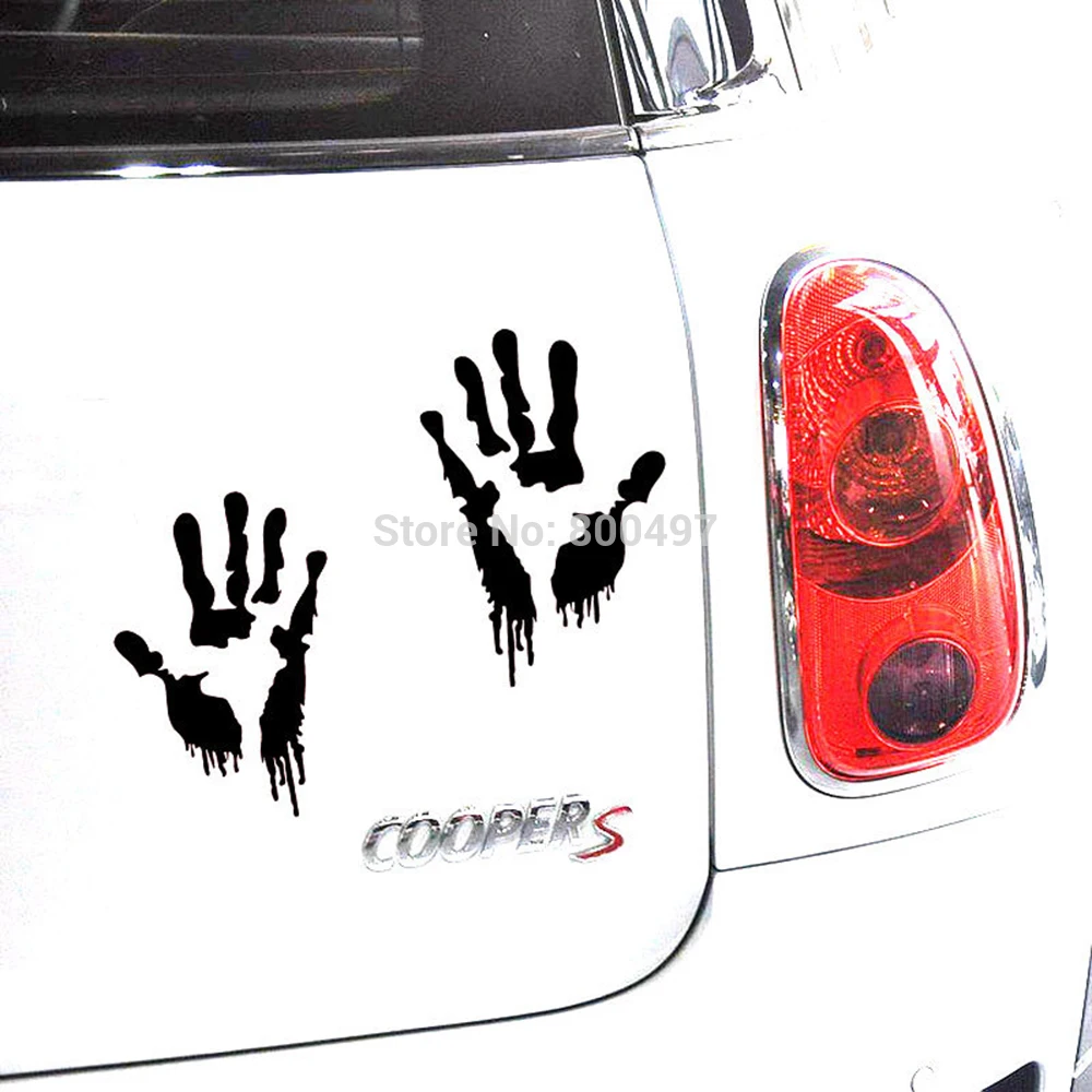 

20 x New Design Reflective Blood Hands Creative Auto Decal Cartoon Car Sticker Bumper Body Decal Creative Pattern Vinyl