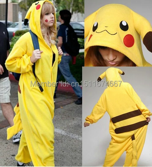 Толстые мягкие фланелевые комбинезоны Пижамный костюм Pika Raichu одежда для
