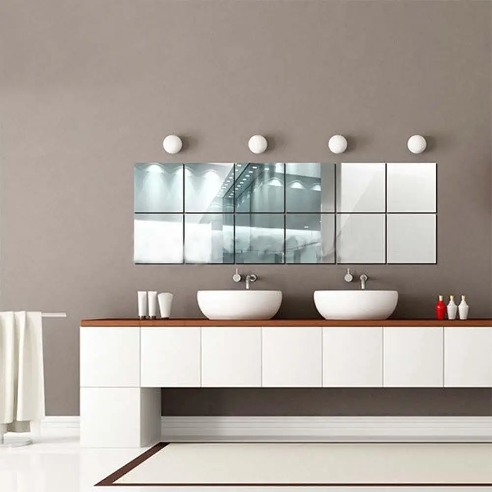 16x Decorative Mirrors Self-Adhesive Reflect Mosaic Tiles Wall Stickers Decor APE | Дом и сад