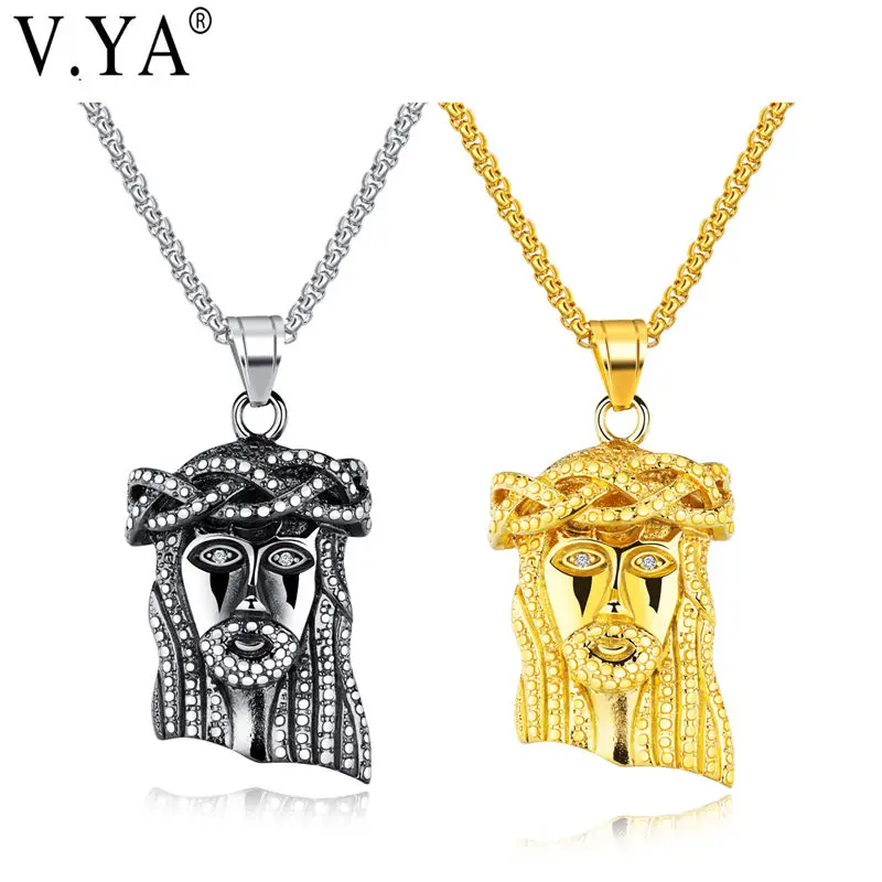 V.Ya Jesus Piece Christian Necklace Silve/золотой кулон из нержавеющей стали и цепочка для