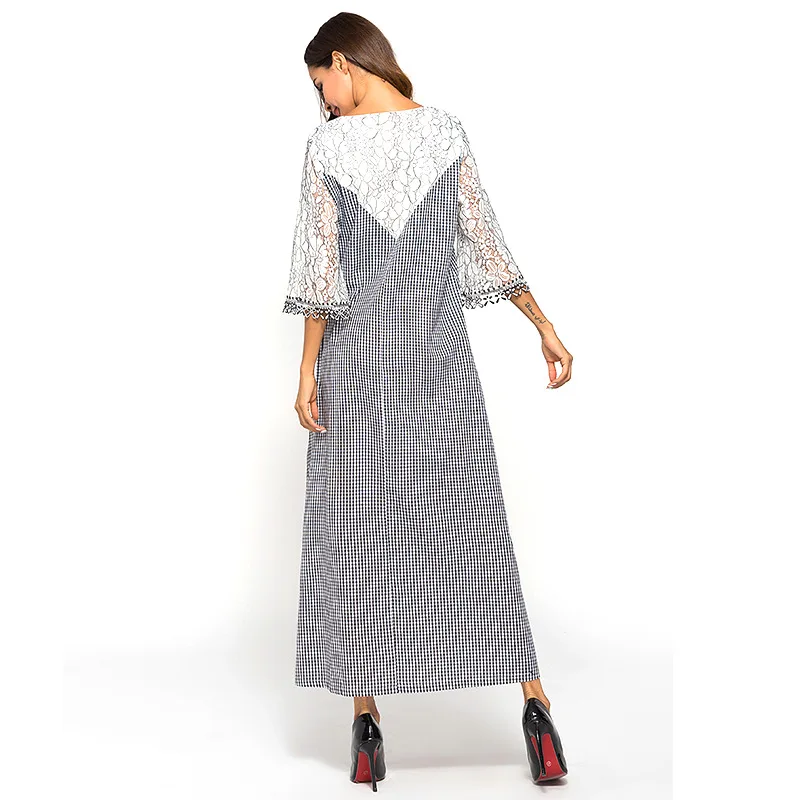 Мусульманское платье LORDXX кружевное в стиле пэчворк женское длинное полоску