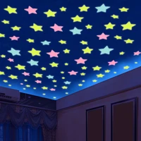 50pcs 3d stars glow in dark luminous fluorescent plastic wall sticker home decor decal wallpaper decorative special festivel