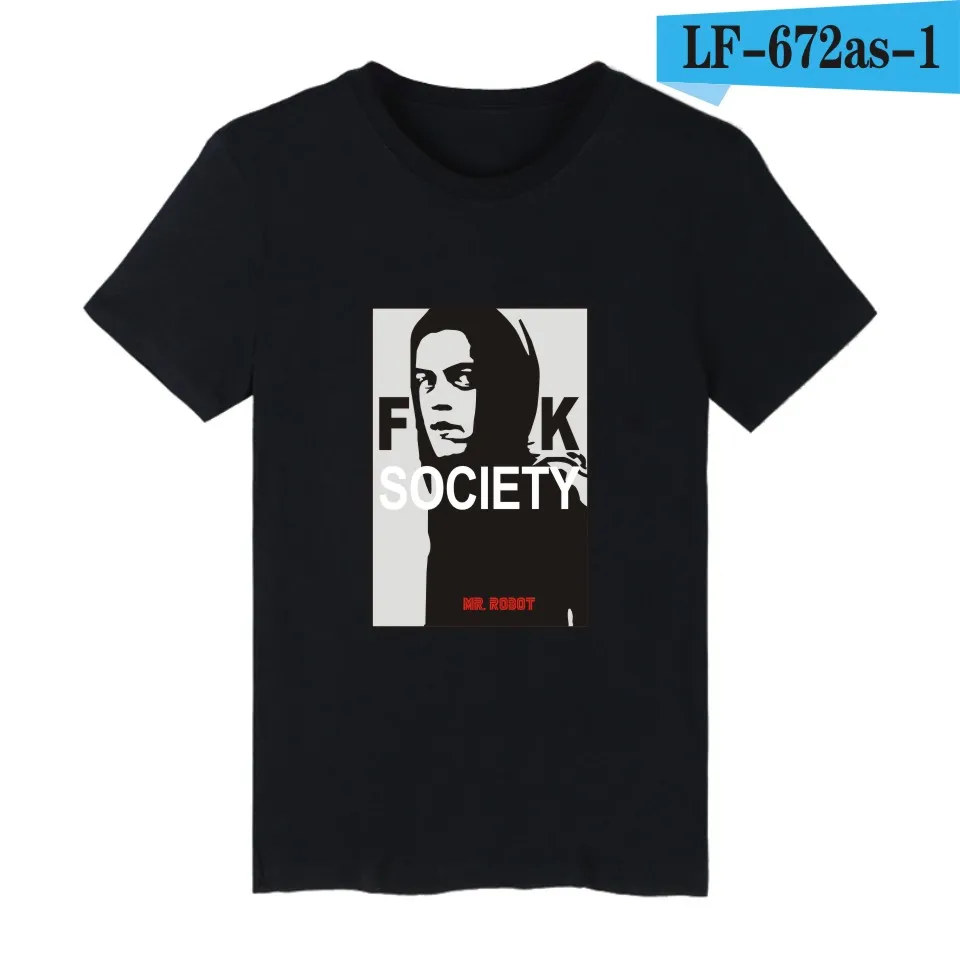 black LUCKYFRIDAYF Mr Робот Fsociety принт Забавные футболки для мужчин s короткий рукав футболки и Mr робот футболка для мужчин хип-хоп летние футболки - Цвет: black