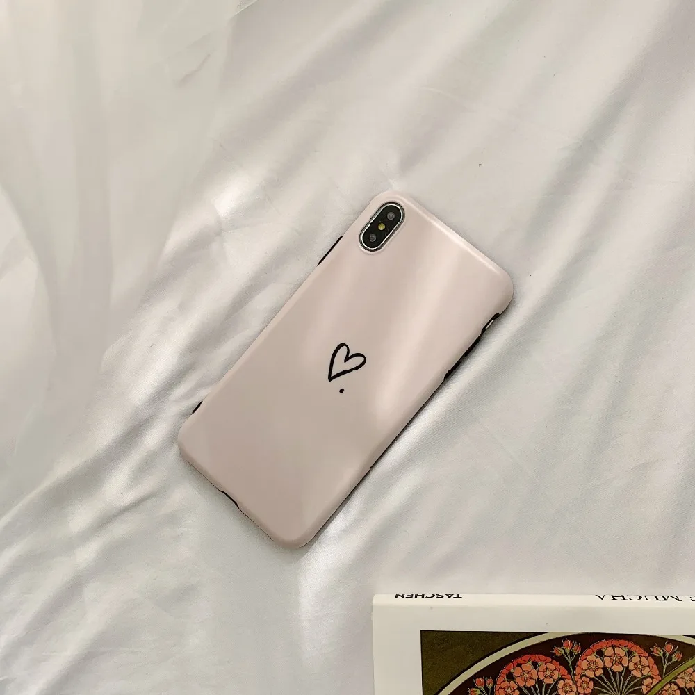 Милый обнаженный чехол для телефона с сердечком iPhone Xr XS MAX X Простой фон 6 6S 7 8 Plus