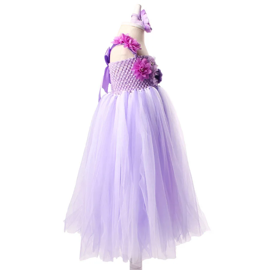 Ksummeree Girls Flower Tutu Dress with Headband Lavender Lilac Wedding Bridesmaid Photo Props Costume TS122 | Детская одежда и