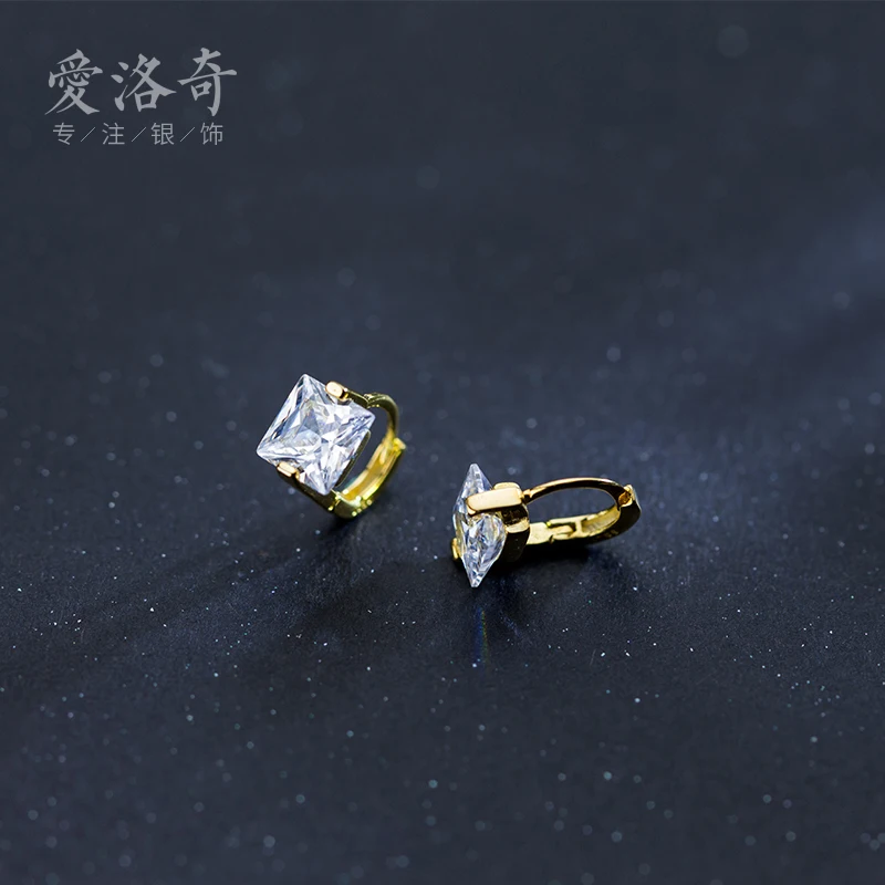 AROCH S925 серебряные серьги Кнопка Для женщин Модные Простые площади бурения Ухо