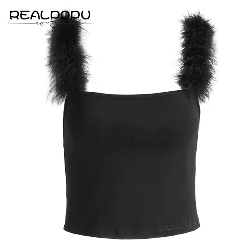 Realpopu, пушистые бретельки, с вырезом лодочкой, Топики, без рукавов, спагетти, топы, сексуальные, обтягивающие, тонкие, черные, хлопковые, модная офисная одежда для женщин
