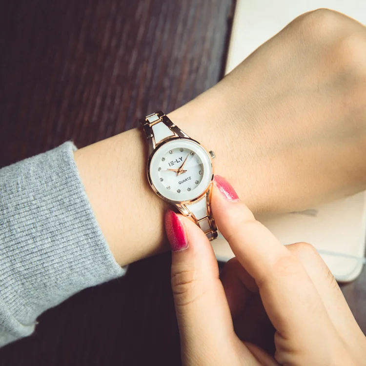 

High Quality Rose Gold Tone Watch Women Lady Elegant Crystal Dress Quartz Wrist Watch Relogio Feminino E062