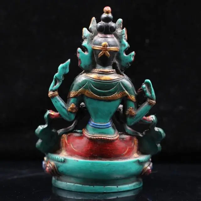 Изысканный китайский Тибетский красочный медный Будда ручной работы | Дом и сад