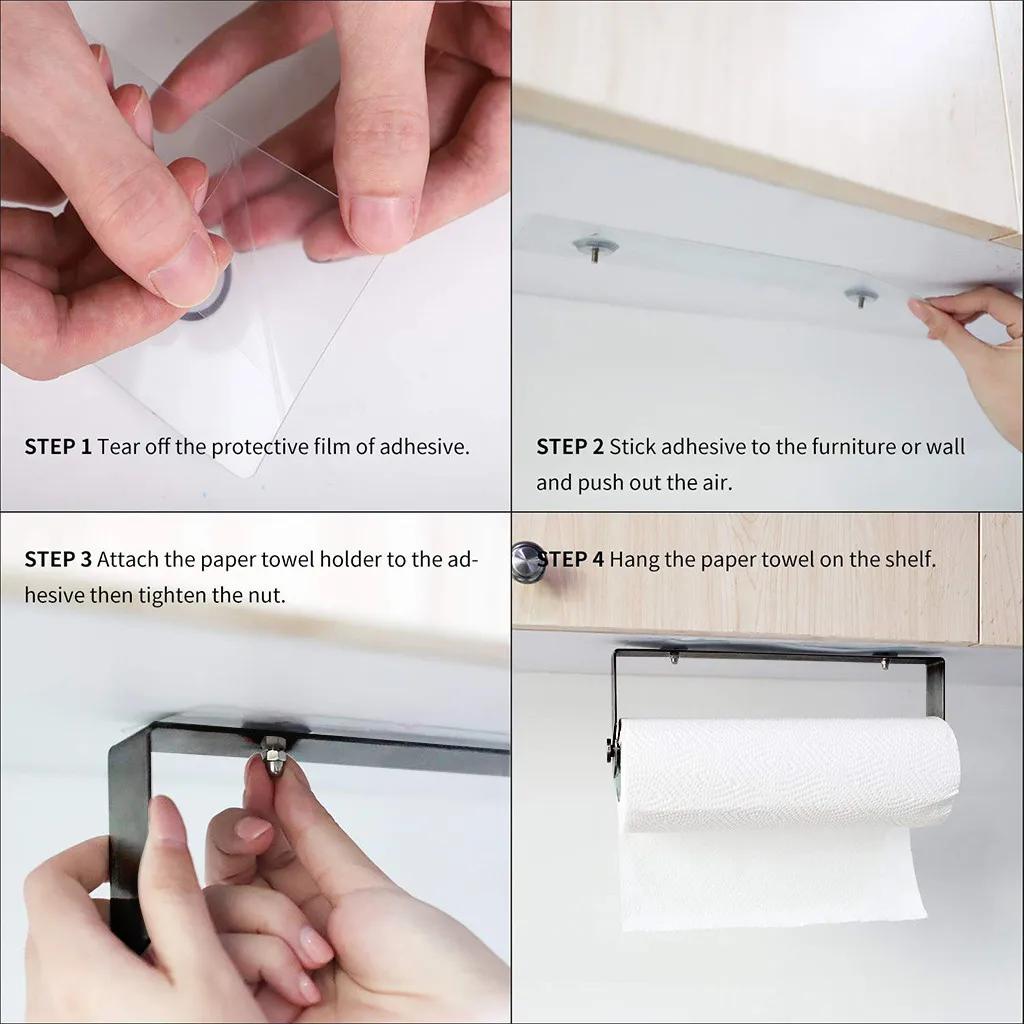 Kitchen Self-adhesive Roll Paper Holder Towel Storage Rack Tissue Hanger Cabinet Hanging Shelf Bathroom toilet paper holder | Дом и сад
