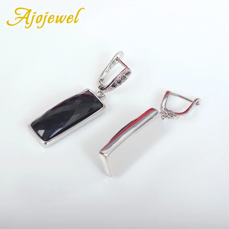 Ajojewel простой квадратный кулон черные хрустальные стразы висячие серьги для