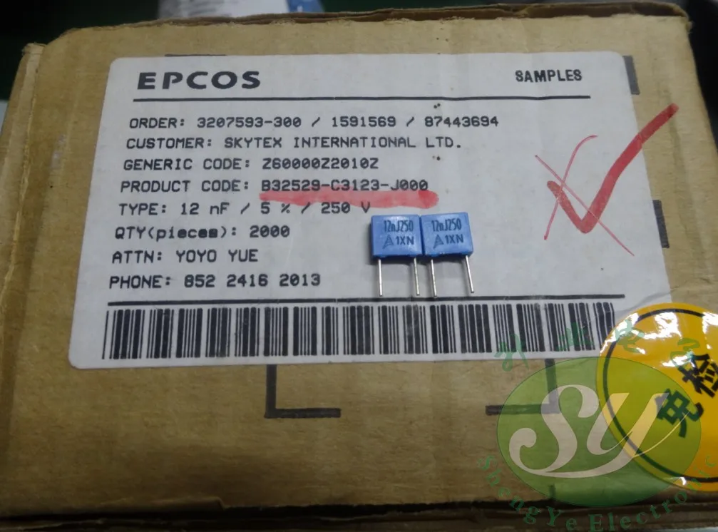 hot sale 30pcs/50PCS EPCOS 0.012uf/250v 12nf 123 new 5mm film capacitor B32529C3123J free shipping