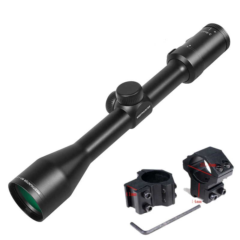 Тактический WESTHUNTER WT-1 3-9X40 Прицелы Охотничьи оптические прицелы одна трубка mil точка Сетка прицел для страйкбола пистолет - Цвет: with low 11mm mount