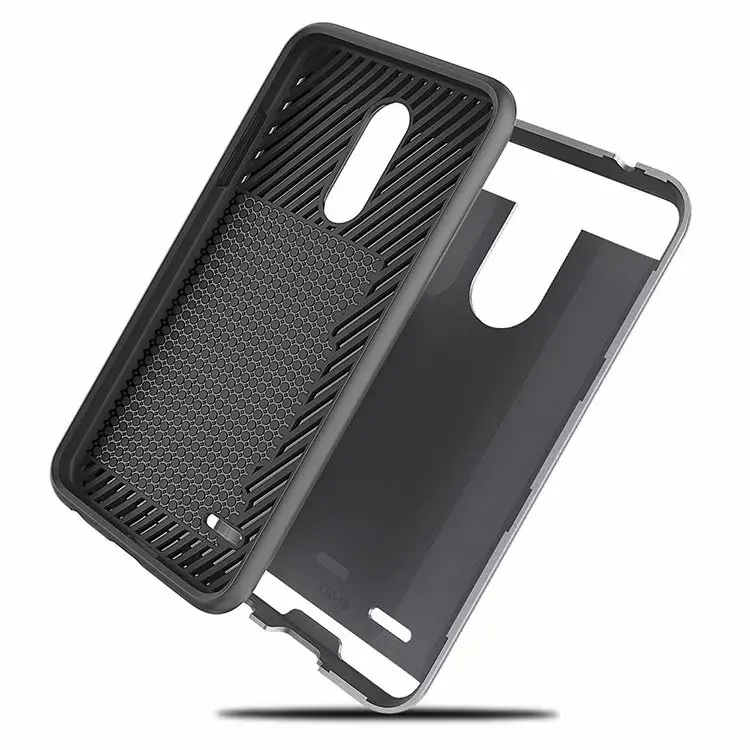 Slim Fit shockproof hard Case with built-in Credit Card / ID Slot Brushed Metal Texture for LG K30 K10 2018 |