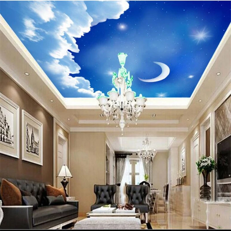Wellyu пользовательские обои 3d мечта белое облако небо Луна потолок гостиной Fresco papel