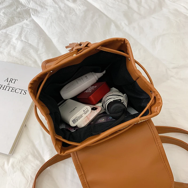 Женский Плетеный рюкзак с кисточками из кожи и соломы летняя пляжная сумка со