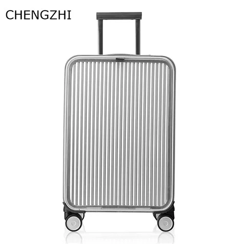 Silver CHENGZHI высококачественный 2" 24" дюймов Алюминий-магниевого сплава прокатки багажа Роскошный деловой Дорожный чемодан на колесиках - Цвет: Silver