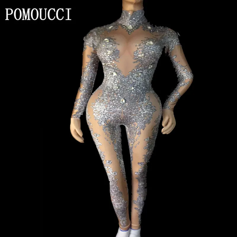 Женский Новый Блестящий Комбинезон с 3D принтом вечерние костюмы сценический