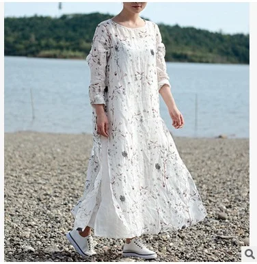 

New products listed in the summer of 2017, 100% of the original design of high-end loose big yards of cotton linen women dress