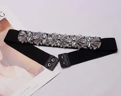 white Женские Подиумные модные стразы из бисера эластичные пояса женское платье Корсеты Пояс Ремни украшения широкий пояс R1160 - Цвет: white