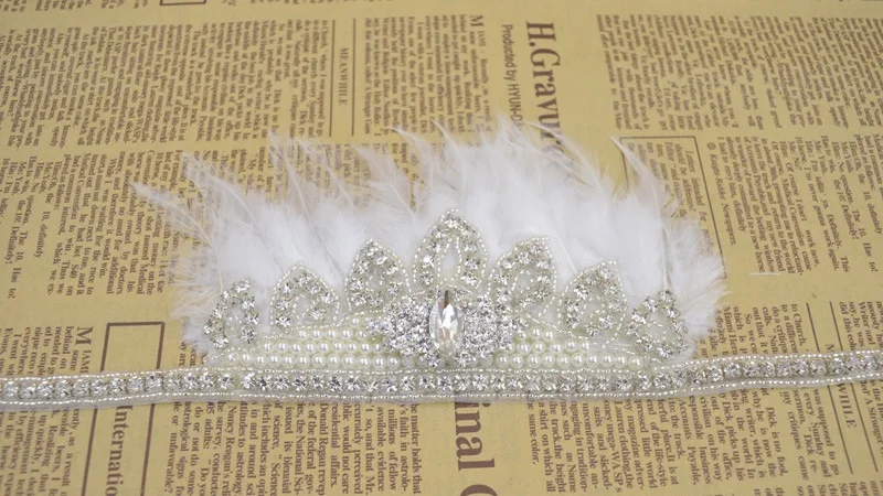 Бесплатная доставка жемчужины и кристаллический центр Детские перьевые тиары