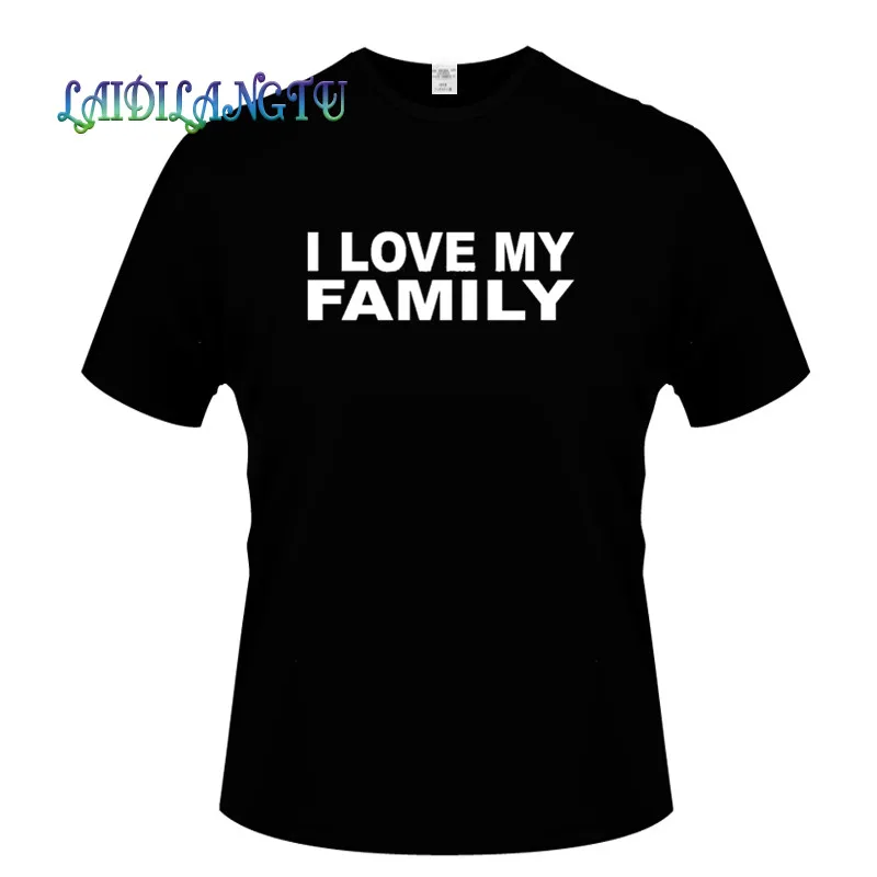 Футболка мужская с принтом I love my family хлопковая Повседневная рубашка коротким
