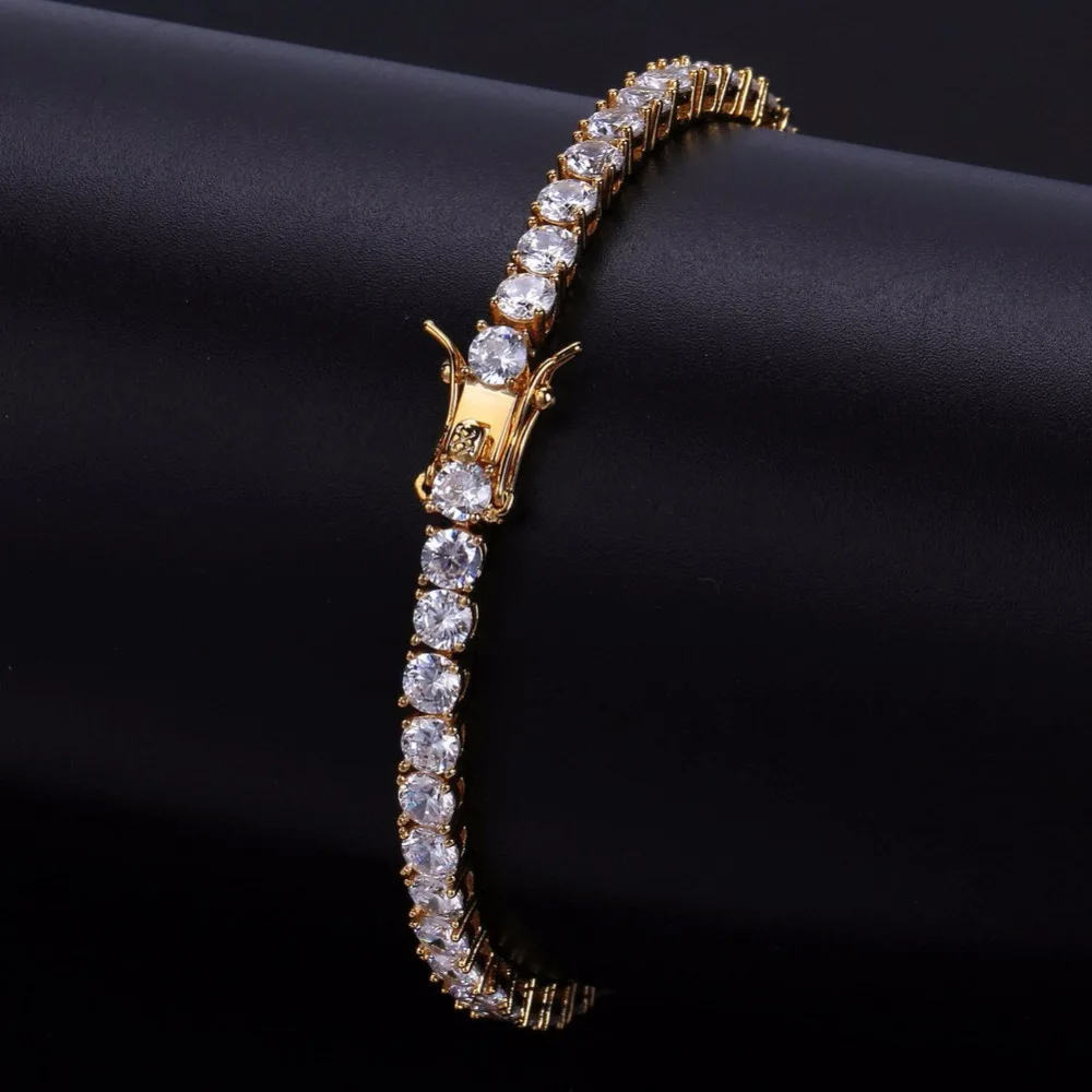 AAA кубический цирконий Теннисный браслет-цепочка Bling льдом 1 ряд CZ камень для