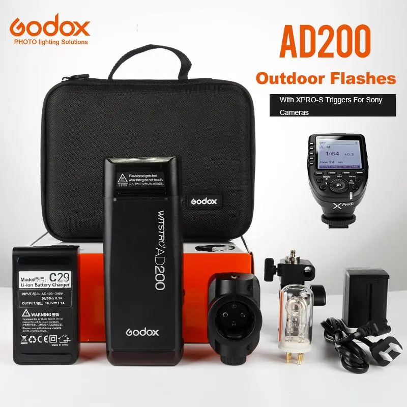Godox AD200 200Ws 2 4 г ttl мини флэш Strobe Light + Xpro s триггера передатчик для sony Камера С Батарея