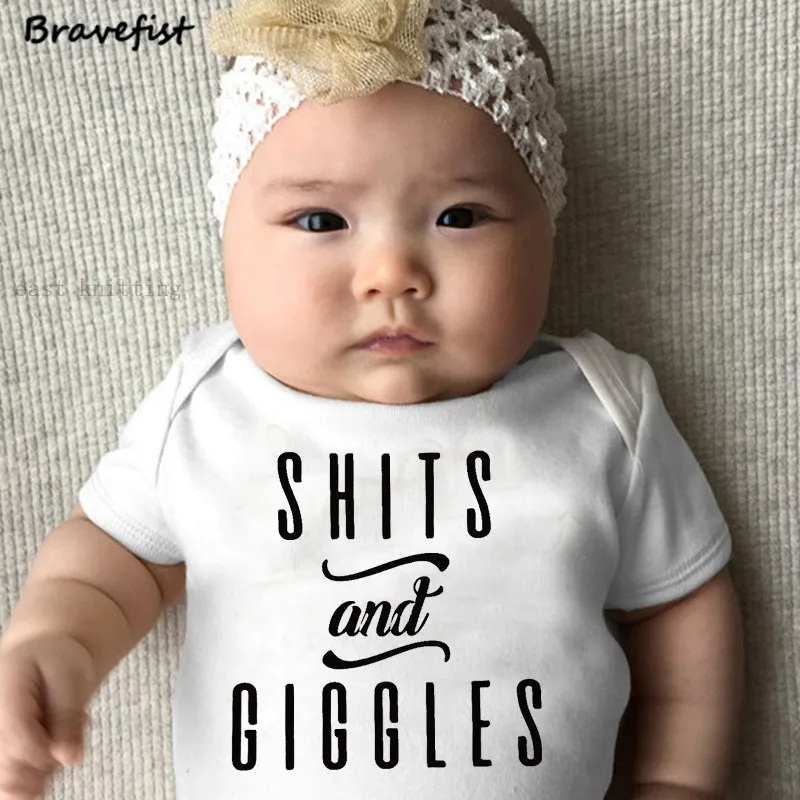 Комбинезоны SHITS AND GIGGLES для младенцев с буквенным принтом белые детские