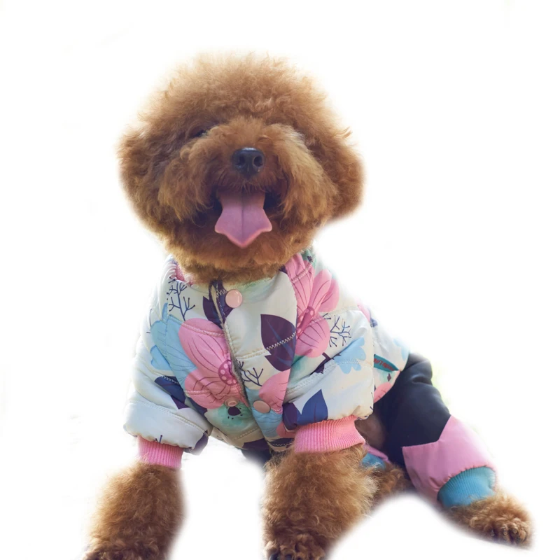 Собак комбинезон зимний теплый полиэстер Темный цветок питомцев Щенок Кошка