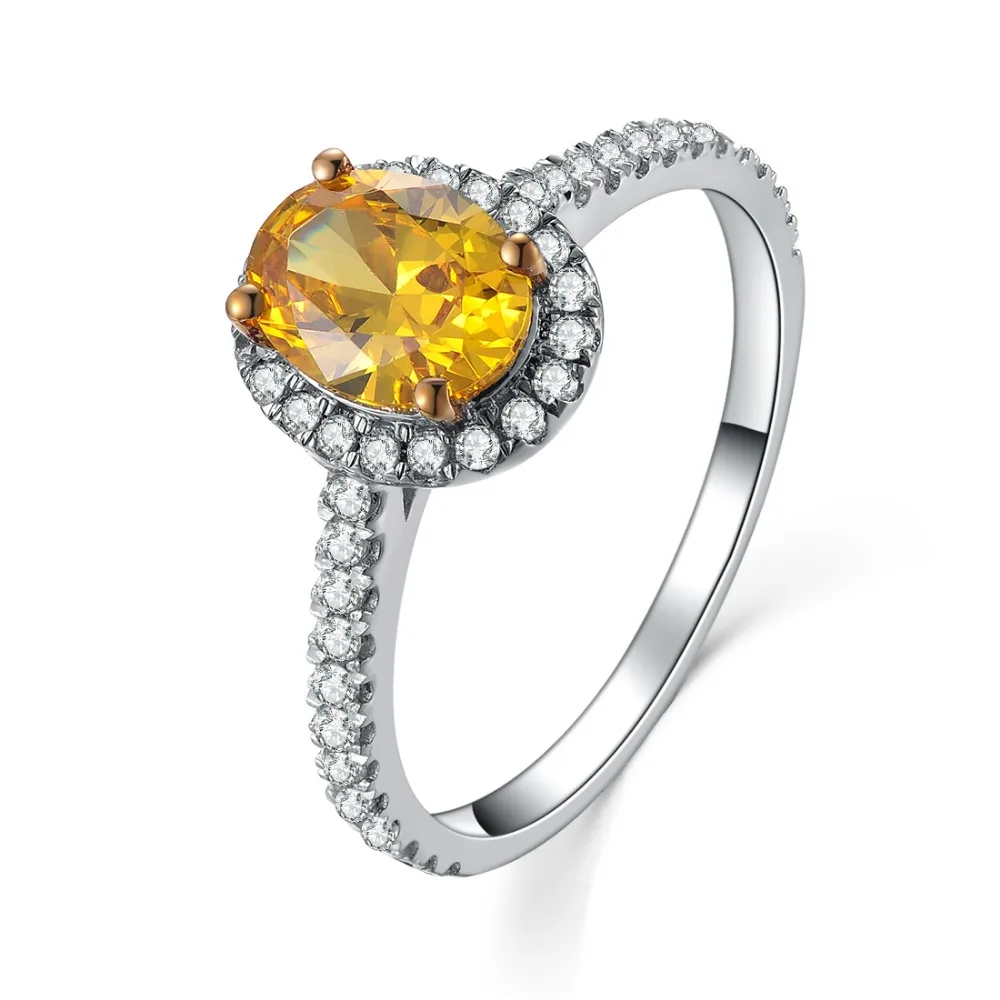 Великолепное 2 CT золотой овал Стерлинговое Серебро покрытое белым золотом