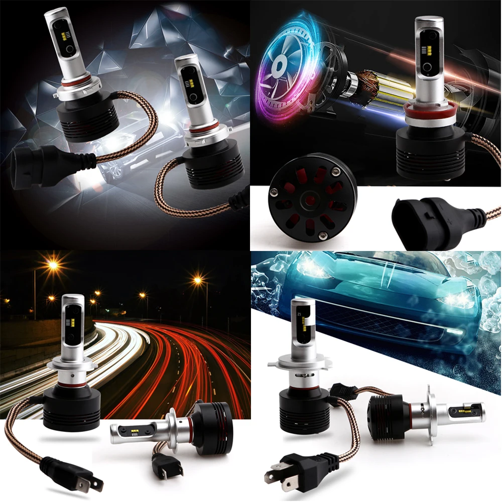 YM E-Яркий 1 комплект светодиодный фары автомобиля H1 H3 H7 H8/H11 9005 9006 H4 30 Вт A7 12V 24V авто фары 4800Lm 6500K фары дальнего света