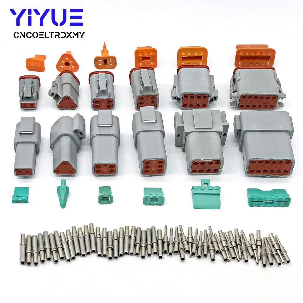 

1 Sets Deutsch DT 2 3 4 6 8 12 Pin Male Female Auto Waterproof Connector Automotive Sealed Plug With Solid Pins Size 16-20 AWG