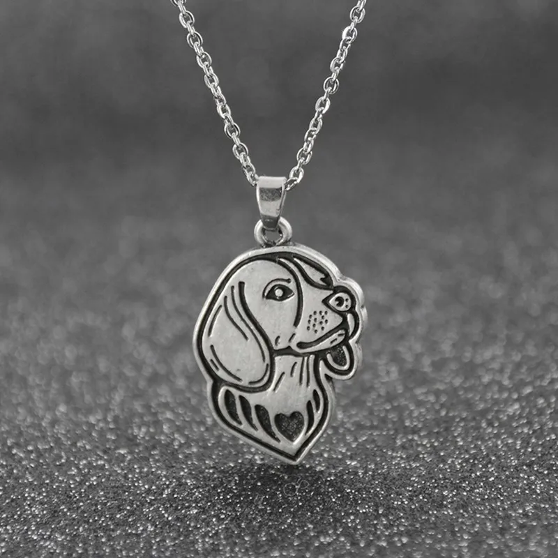 Vintage Silver Color Stainless Steel Long Chains Beagle Pendant Pet Lover Necklace Bohomian Dog Necklaces For Women Men Jewelry