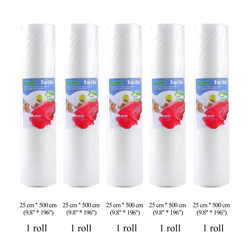 25x500cm 5 rolls Iwife вакумные пакеты для кухни вакуумный упаковщик пакеты вакуумные для хранения рулоны 12 15 17 20 25 28*500 см - Цвет: 25x500cm 5 rolls