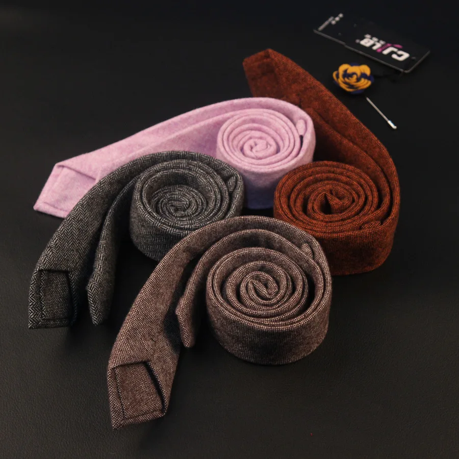 

17colors high-end Korean fashion designer mens neck tie slim skinny 6cm wool solid ties for men business gravatas 20pcs/lot